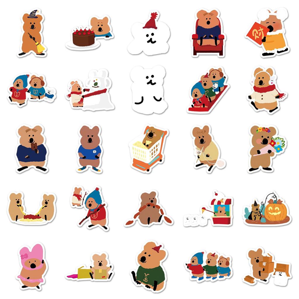 Persimmon Pepper Bear Graffiti Stickers: 50 Korean-Style Decorative DIY Cartoon Stickers for Stationery and Phone Cases