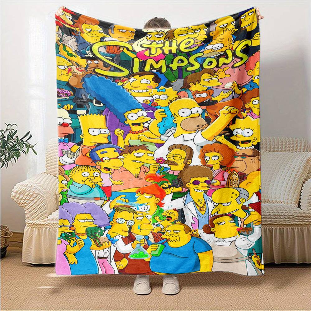 Simpsons Family Flannel Blanket Super Soft Warm Cozy Blanket For Sofa Bed Office Travel Allseason Home Decor Gift