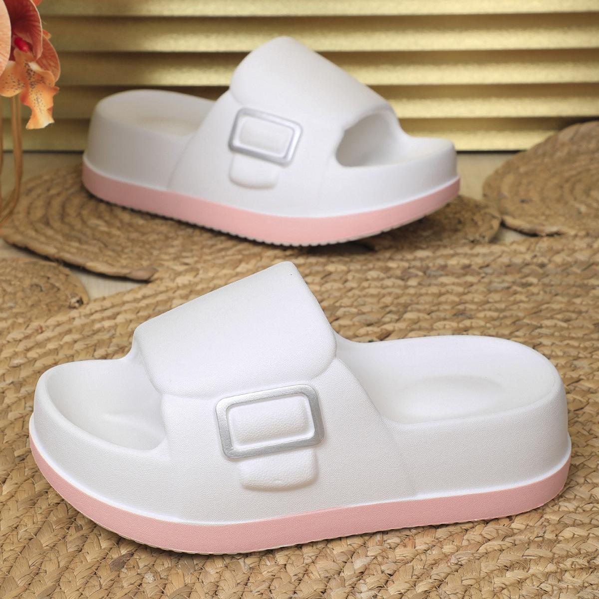 

Модные женские тапочки с противоскользящей подошвой, 2025, с увеличением высоты, супертолстой подошвой, модные и супермягкие для ношения дома и на улице 35-36 белый