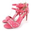 Excellent Sandals Rockstud Ankle Strap Leather Pink 35 Used