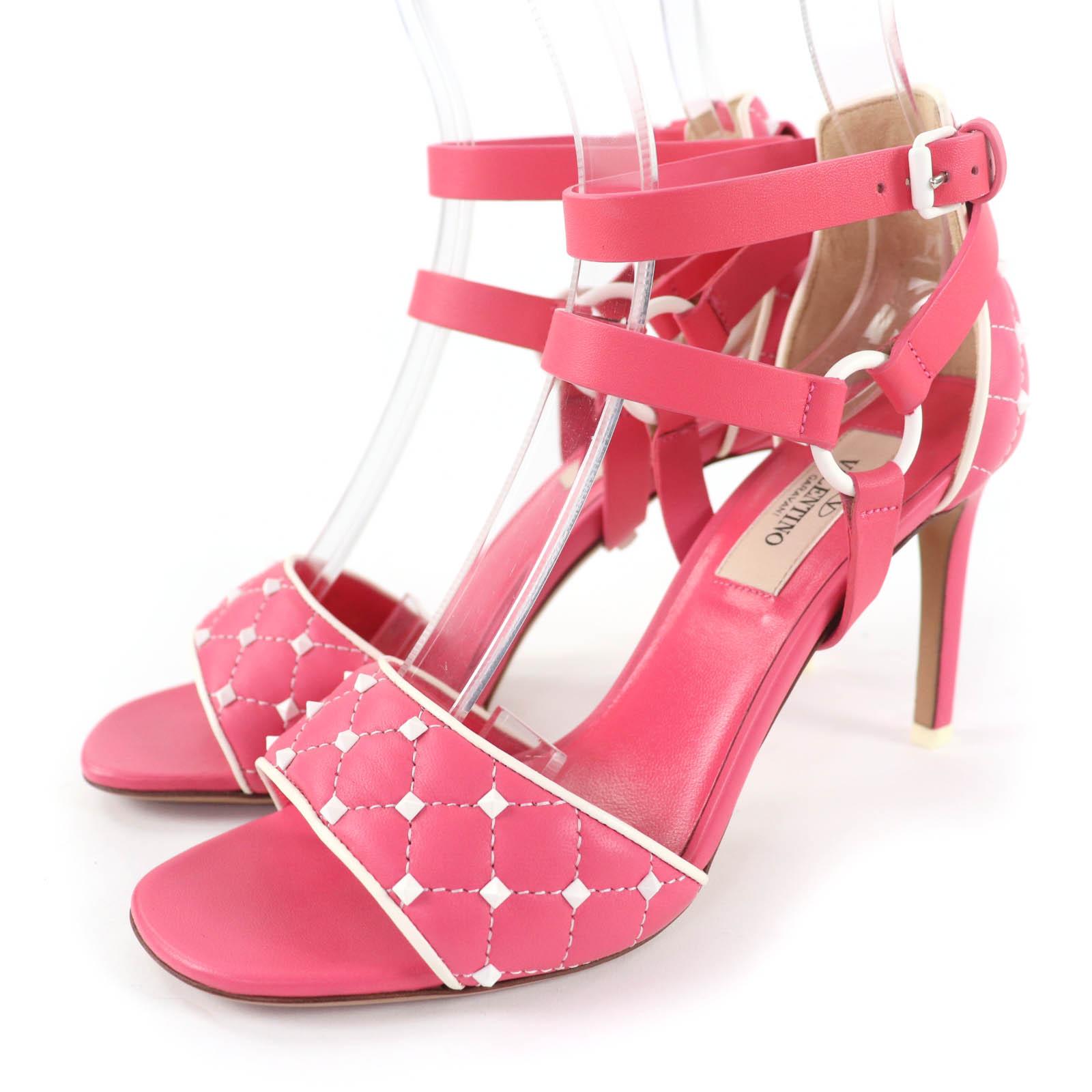 Отличные сандалии Valentino Garavani Rockstud с ремешком на щиколотке из кожи розовые 35 Б/у
