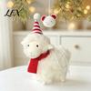Plush Lamb Decorations White Sheep Christmas Ornament, Cute Knit Hat Tabletop Decoration, Soft Artisan Crafts Fabric Hanging Pendant for Tree, Holiday