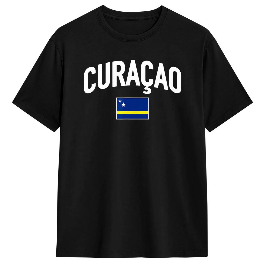 Casual T Shirt Beach Curacao Flag Inspired Motivational Quote Design Novelty T Shirts Cotton Tshirt Short Sleeve Tops