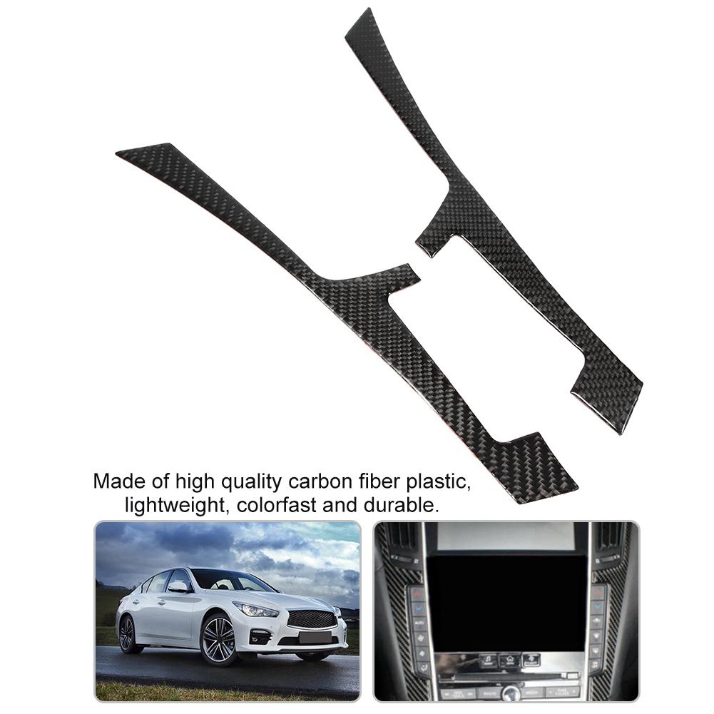 2pcs Carbon Fiber Interior Center Control Cover Trim Fit for Infiniti Q50 Q60 13 19
