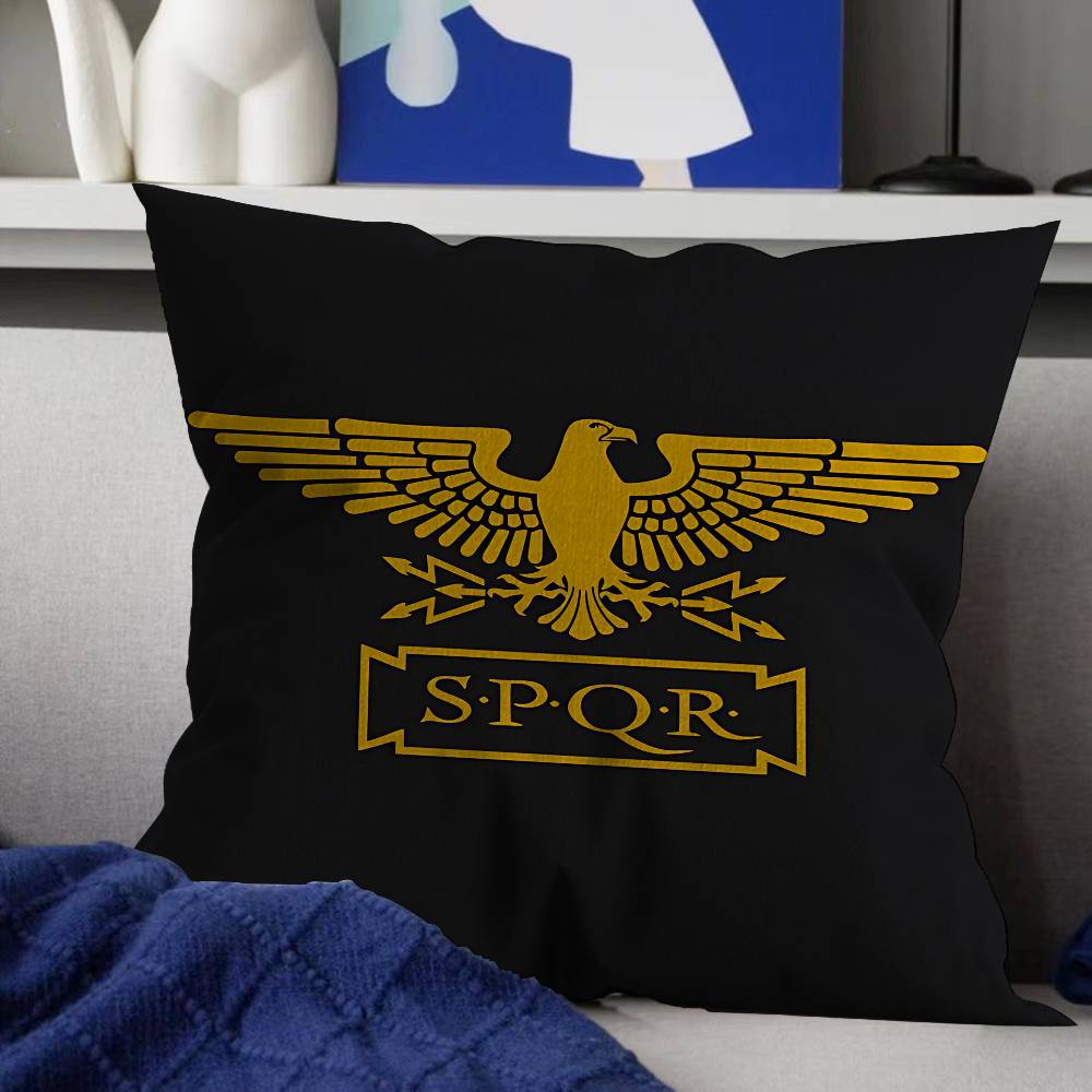 Römische SPQR Bedruckte Kissenbezüge Cartoon Sofa Dekorative Heim Doppelseitiger Druck Kurzer Plüsch Niedlicher Kissenbezug