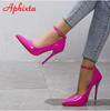 Fashion Aphixta Orange New Luxury Crystals Buckle Pimp Super High 12cm Stiletto Heels Pumps Women Shoes Pointed Toe Colorful Party Pumps
