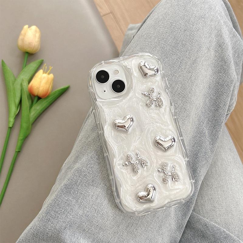 

Pearl Bow Cream Ins Style Phone Case for IPhone 17 Pro Max Glitter Resin for IPhone 16 Soft For iPhone 17Promax