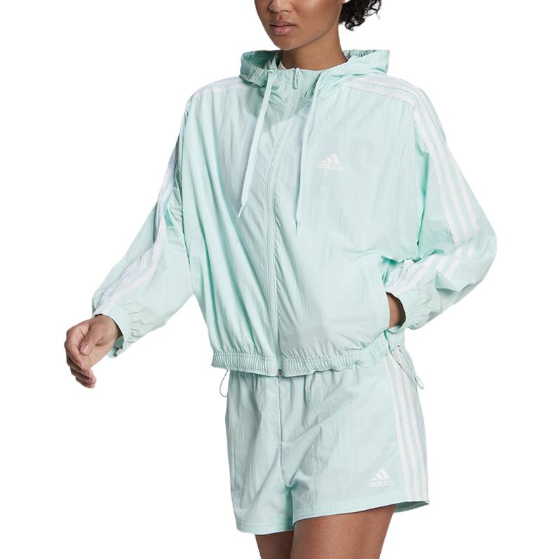 adidas Women's Essentials Repeat Logo Loose Fit Windbreaker Green HC9158