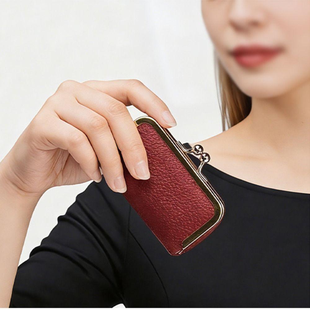 Avec Miroir de Maquillage Sac à Bijoux en Cuir Portable Fermeture Baiser Porte-Monnaie Sac à Maquillage Rangement pour Bijoux