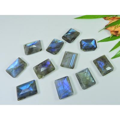 11Pcs Natural Labradorite One Side Cabochon and Checker Cut Octagon Gemstone LM-1226