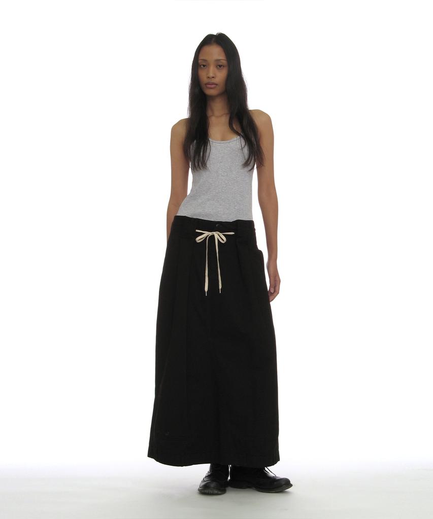 Partimento Woman Inverted Drawstring Maxi Skirt_Black