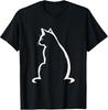 Unisex-Adults, Kids Cat Illustration T-Shirt, Black