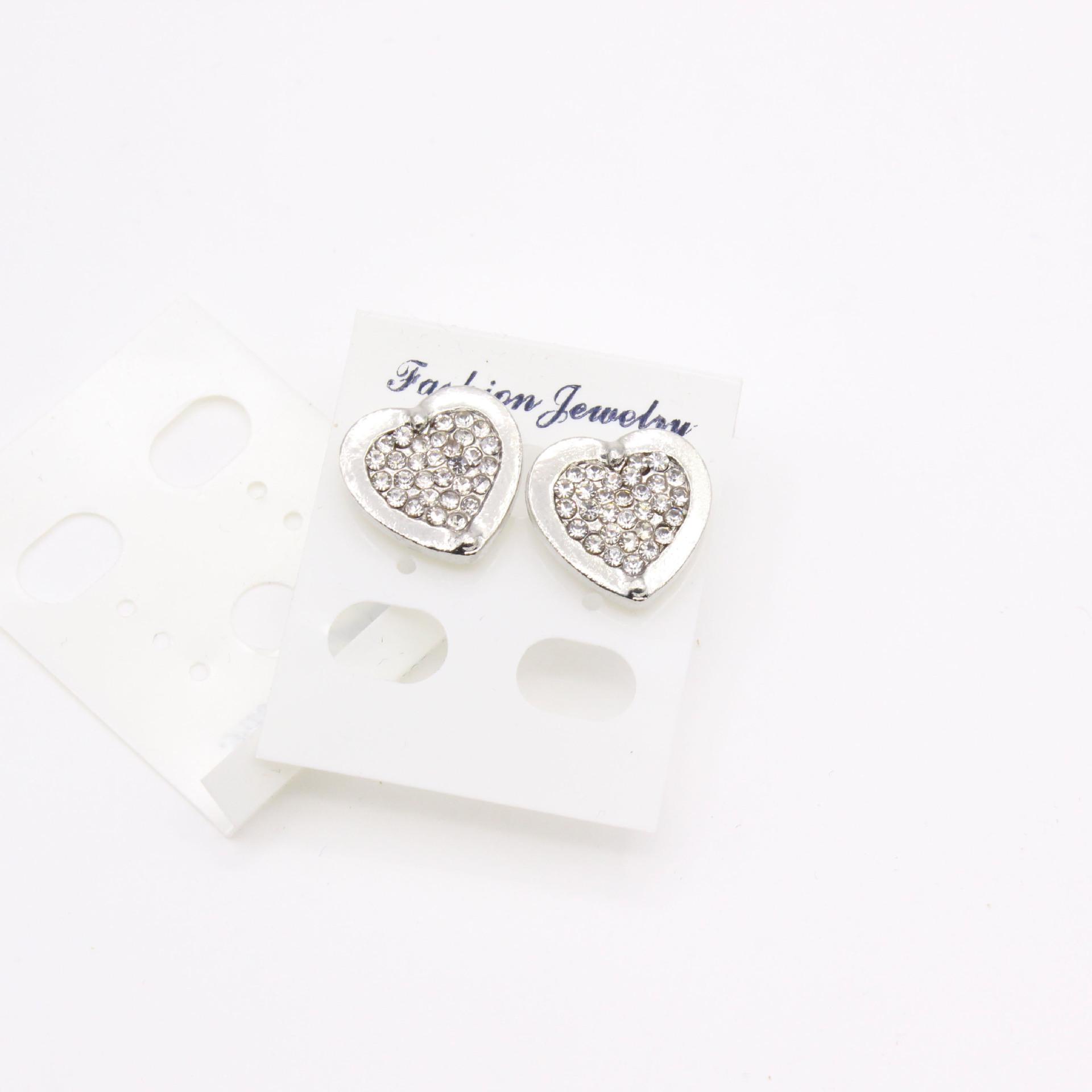 European  American Fashion Rhinestone Heart Stud Earrings