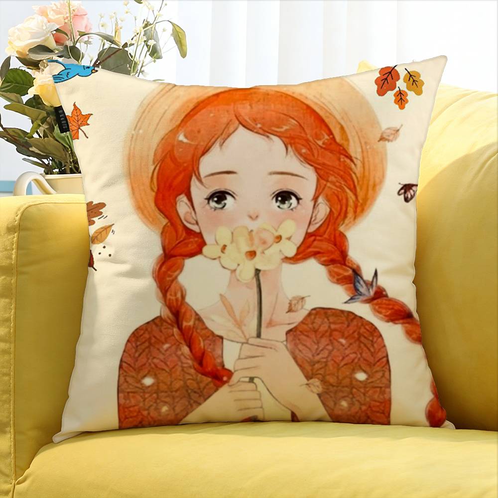 Anne Of Green Gables Various Sizes Square Pillow Case For Car Home Bedchamber Decor