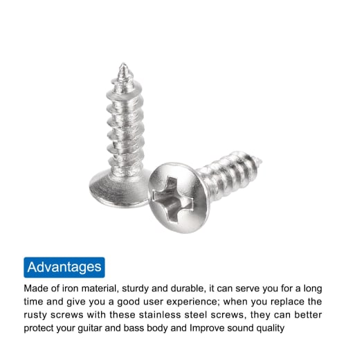 uxcell 25-Piece Set of 3mm Electric Guitar Bass Pickguard Screws for SQ, ST, and TL Guitars, Silver