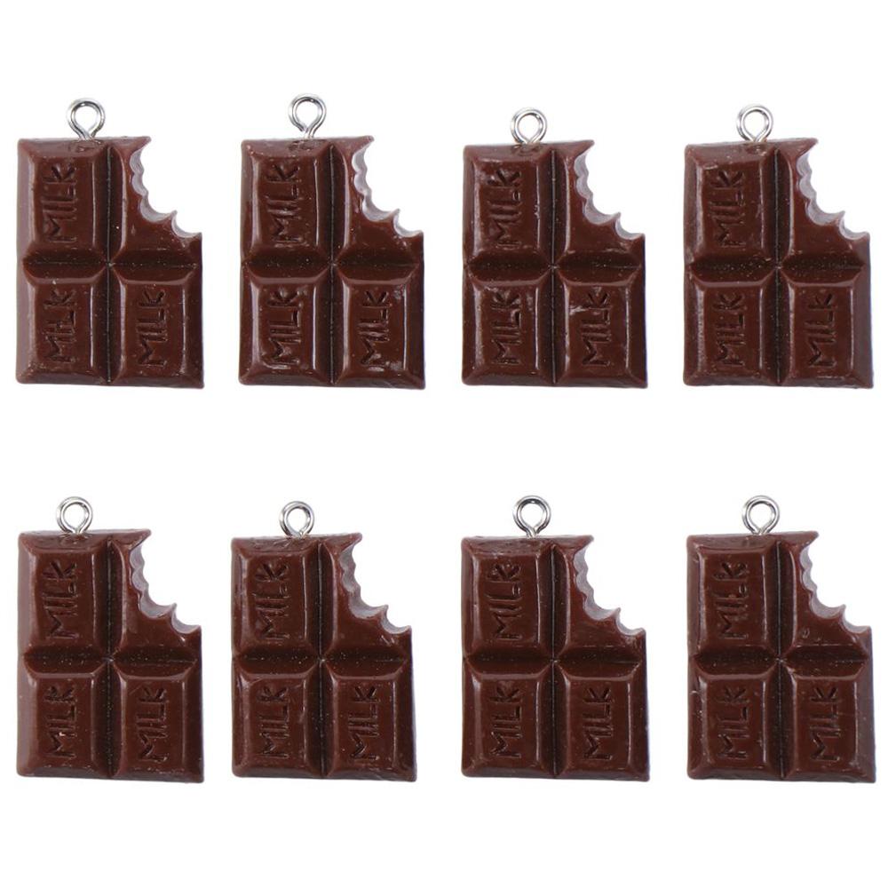 30PCS DIY Resin Simulation Food Charms Brown Fake Chocolate Shape Pendant Charms Cartoon Took a Bite of for Earring