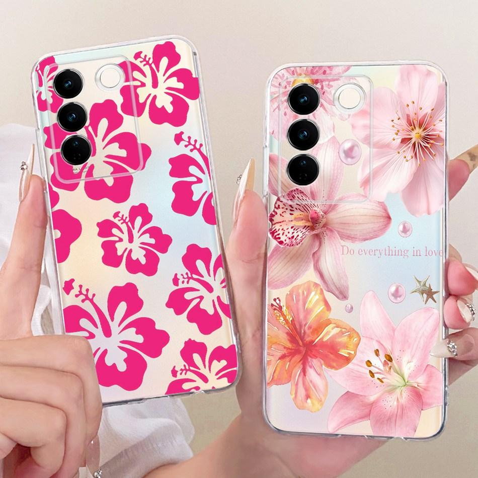For Vivo V27 V27Pro Cute Flower Butterfly Cat Painted Case For Vivo V 27 V27 Pro V2230 V2231 Soft Silicone TPU Phone Cases