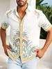 [Print Design - Not Textured] Men'S Position Print Short Sleeve Single Button Casual Summer Shirt, Men'S Beach Shirt, Men'S Vacation Shirt