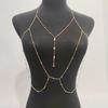 Sexy Bra Chain Multi-layers Shiny Rhinestone Tassel Golden Silver Color Metal Beach Bikini Chest Body Chain Jewelry Necklace Club Accessories