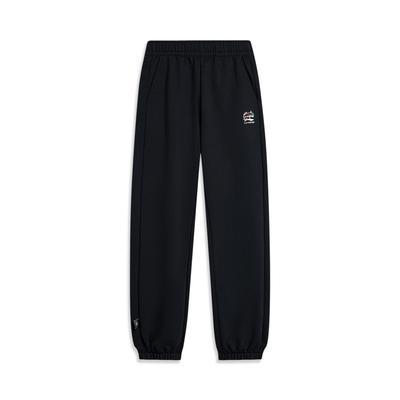 Li Ning Sports Lifestyle Series Fashion Simple Elastic Waist Knitted Sports Pants Women Bottoms Black AKLU868-3