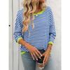 Autumn and Winter Round Neck Striped Contrasting Long Sleeved Casual Women's Sweaters
