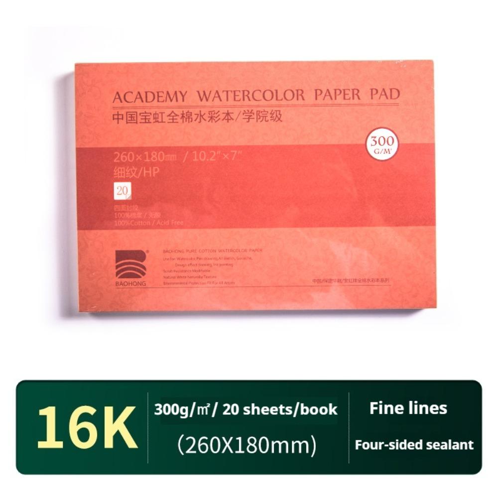 New 20 Sheets Watercolor Paper Block 32K 16K 8K 300g Watercolor Sketchbook Art Paper 100% Cotton Water Color Drawing Paper