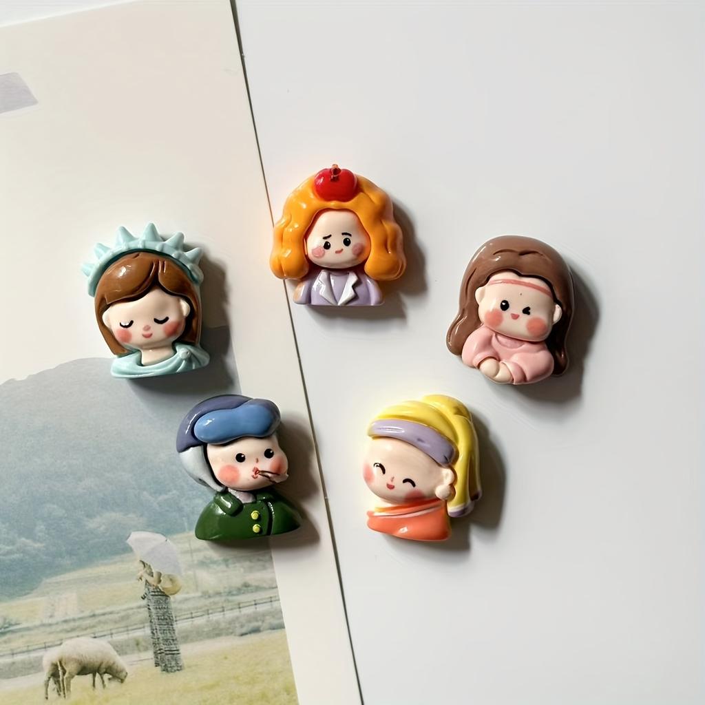 5 Stücke Helles Gesicht Charakter Harz Kühlschrankaufkleber Wohnkultur Magnet Cartoon Charakter Magnet Wohnkultur Magnet