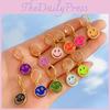 Trendy Geometric Alloy Smiley Earrings Fashionable Multicolor Hollow Design