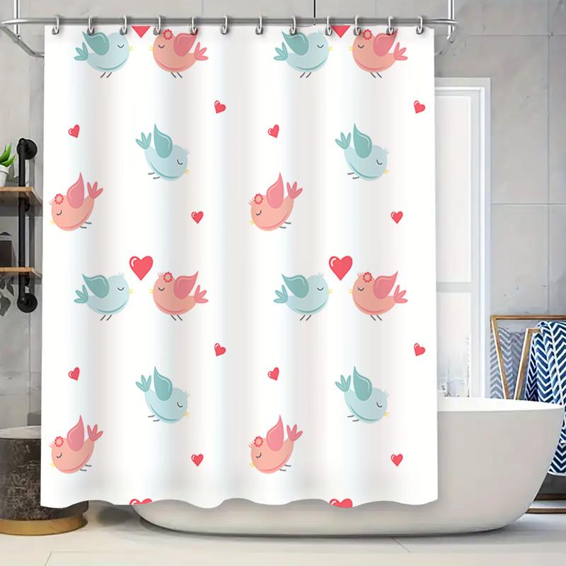 Delightful Bathing Experience with Pastel Colorful Birds Shower Curtain Modern Home Decor for Your Bathroom 90x180cm
