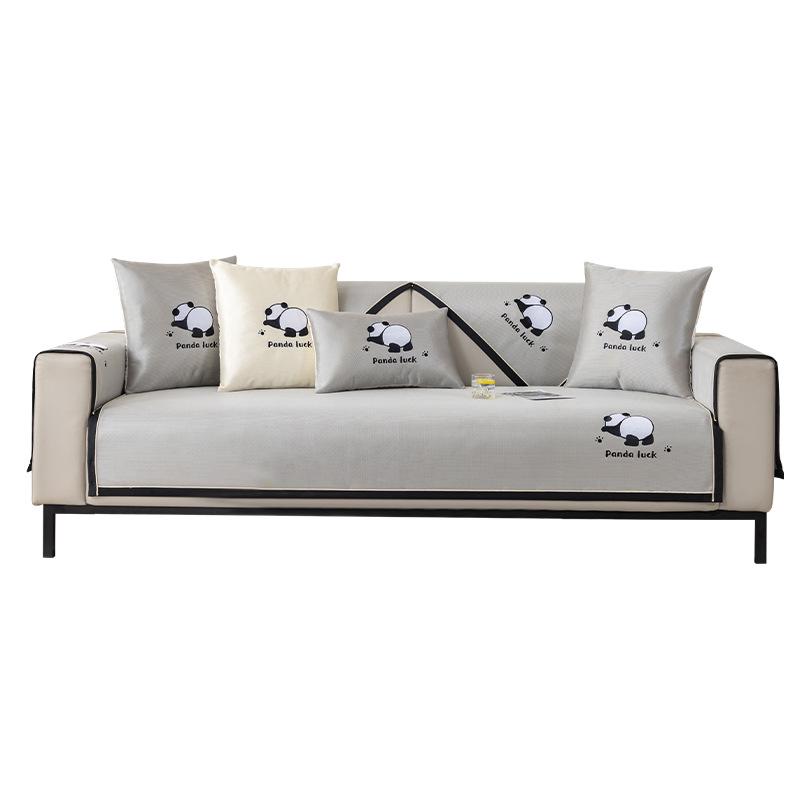 New Summer Simple Light Luxury Ice Silk Sofa Cushion Embroidered Cool Rattan Mat Cool Cushion Summer Breathable Seat Cushion