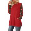 Women's Striped Printed Round-neck Long-sleeved Top With Pockets And Side Slits