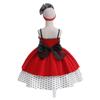 Vestido vermelho para meninas, princesa, fantasia de Halloween, crianças de 4 a 10 anos, carnaval, bolinhas, cosplay, vestido de festa para meninas, laço, vestidos de ano novo