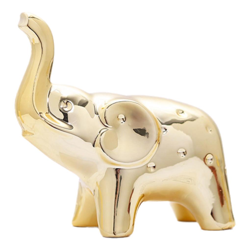 

Статуэтка слона Домашний декор Фигурки Скульптура Офис Керамика Золотые украшения Golden,9.5cm/3.74in