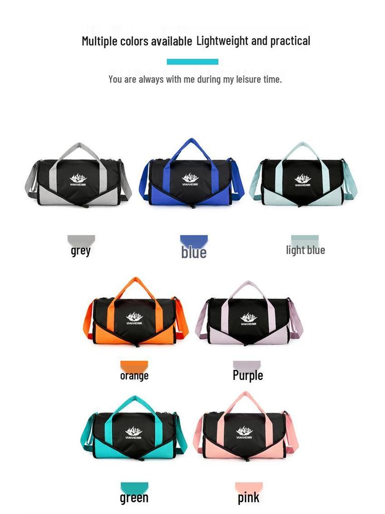 Katlanabilir Tek Omuz Seyahat Spor Çantası: Hafif, Yuvarlak Namlu Tasarımı, Renk Bloklu Moda, Dış Mekan Çapraz Vücut Depolama.