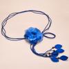 Women Elegant Big Flower Dress Decorated Tassle Chiffon Waistband Waist Chain Belts Waist Rope