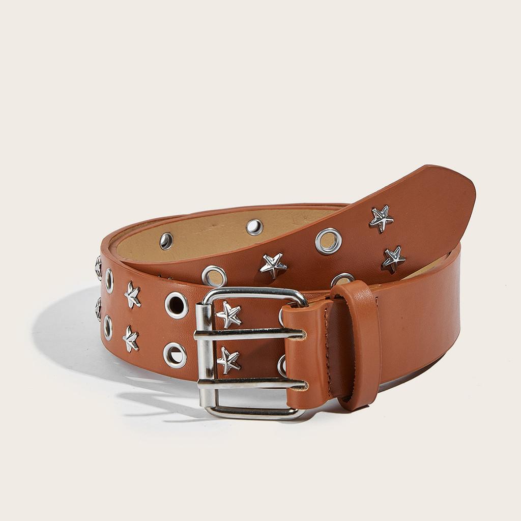 Womens Fashion Belt With Metal Pin Buckle And Star Accents For Office And Daily Use