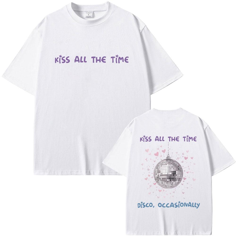Limited New Album Kiss All The Time Disco Occasionally Graphic Tshirt Unisex Women Hip Hop Fashion Oversized T Shirts Streetwear