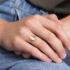 eManco Women's Gold-Plated Stainless Steel Geometric Oval Ring