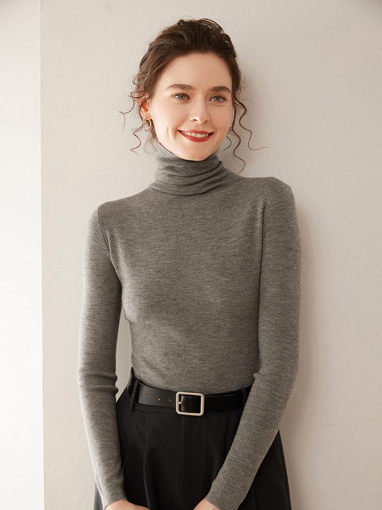 Women's Fine Wool Cashmere Turtleneck Sweater - Autumn/Winter 2025 Collection, Slim Fit Korean Style Knitwear