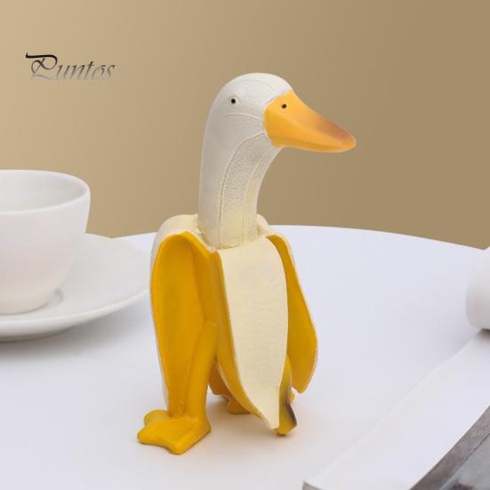 Realistic Resin Craft Creative Banana Duck Figurine, Sculpture, Novelty Art Micro Landscape Accessory Statue, Funny Desk Ornament for Home Office