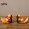 Warm Romantic Room Accent 1 Pair Wedding Ducks Ornament, Hand-Painted Wooden Mandarin Duck Statues, Color Lasting Vivid Statue Garden Bird Statue,