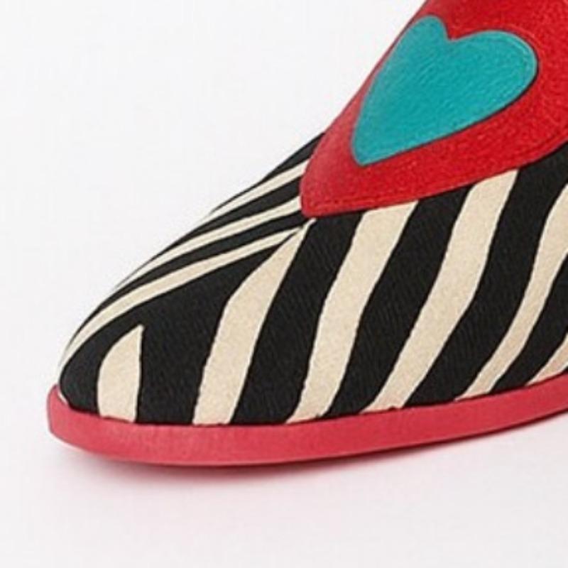 Herbst und Winter neue High-Heel-Herzform-Zebra-Muster Low-Tube Damenstiefel