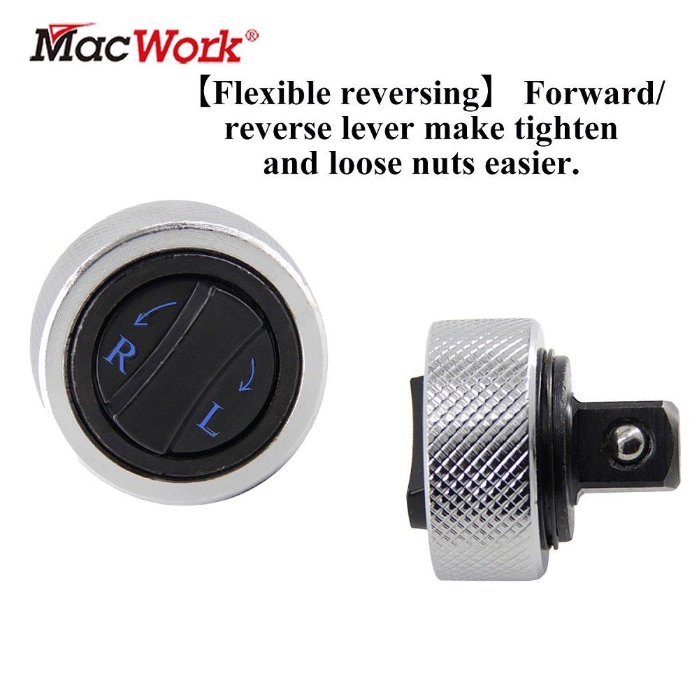 MacWork 1p Mini Ratchet Socket Wrench 1/4“ 3/8” 1/2” Drive Whole Steel Palm Ratchet Socket Finger Reversible Ratchet Handle Tool