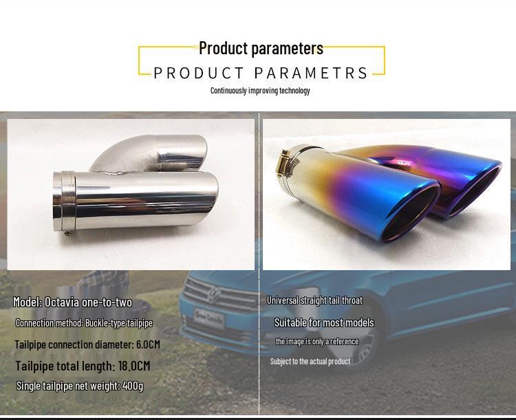 Stainless Steel One-in-Two Exhaust Tailpipe for Skoda Octavia/Lavida