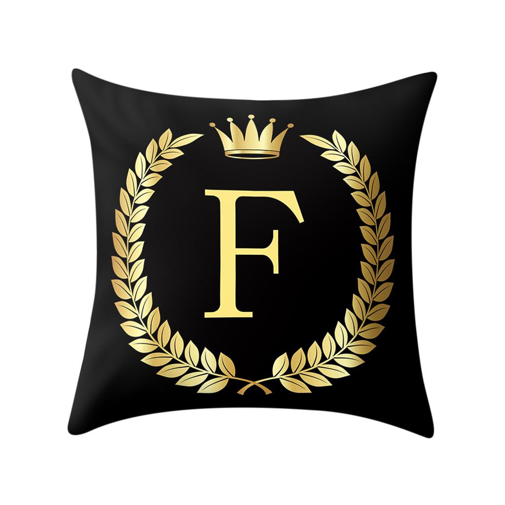 Black Gold Letter Printed Pillowcase Sofa Bed Home Cushion Cover Kawaii Room Decor Decorative Pillow Case Home Decoration