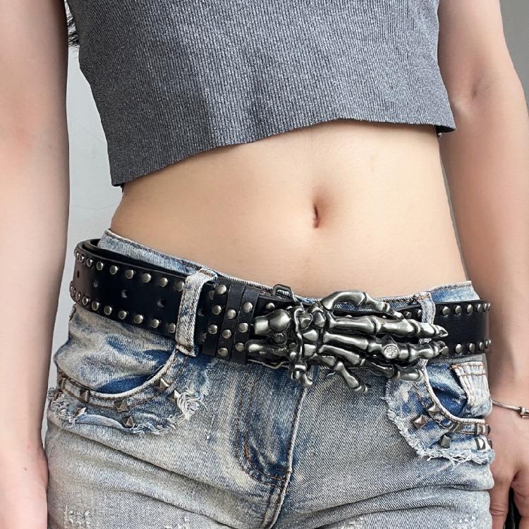 Subcultures Devil Claw Buckle Belt for Women Men Punk PU Belt 2000s Waiststrap for Daily Use Western Rock Styles Waistband