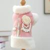 Dog Fragrance Coat Pet Clothes Autumn Winter Velvet Thickened Warm Vest ForDog Cat Pink Fragrant Flower Pearl Sleeveless Clothes