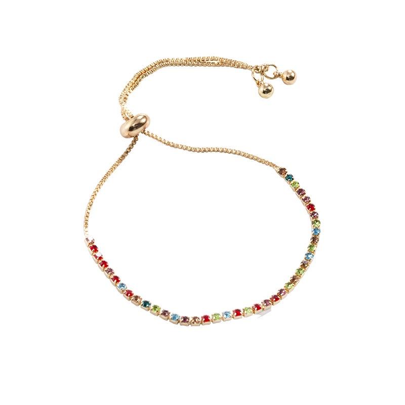 Trendy Geometric Style Womens Pull Bracelet Highquality Copper With Colorful Zircon Stones Perfect For Employee Benefits A And