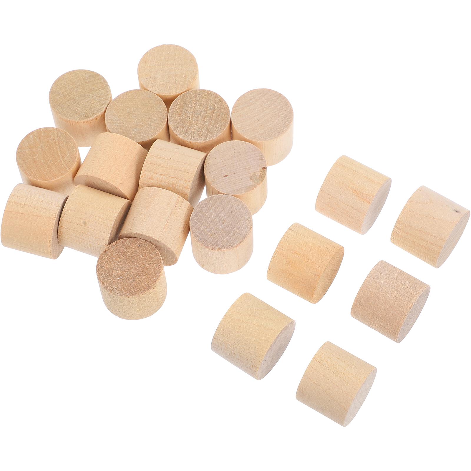 20 Pcs Block Wood Cylinder for Craft Unfinished Blocks Crafts Wooden Small Crafting 1.90X1.90X1.60CM коричневый