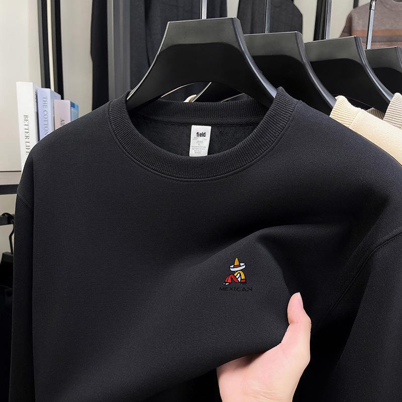 Herren-Sweatshirt mit Rundhalsausschnitt und Fleece-Futter – Warm, Locker und Vielseitig für Frühling, Herbst und Winter.